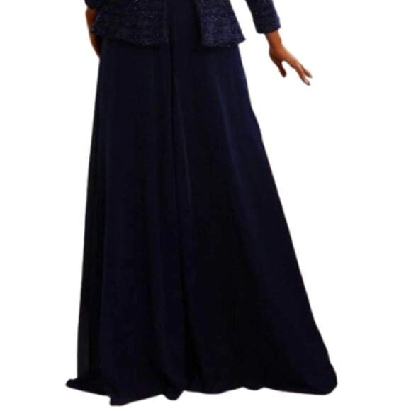 NWT Terani Couture 242E3185 Metallic Lace Formal Pantsuit Black Size 12 - Picture 4 of 6